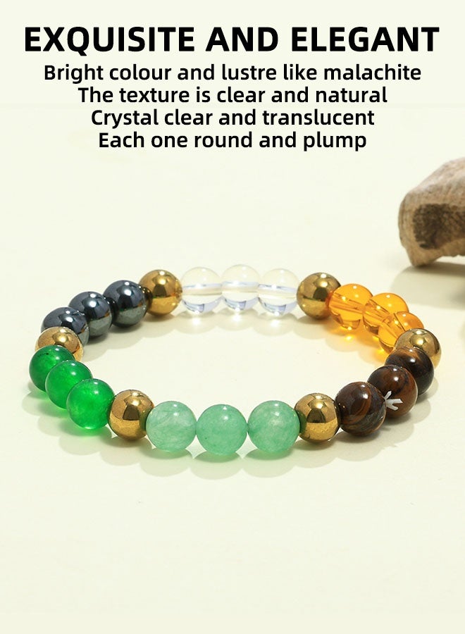 8mm Round Gemstone Bead Bracelet Imitating Natural Stone High-Grade Malachite Tiger Eye Stone Colorful Beaded Couple Bracelet Men And Women Bracelet - Image 2