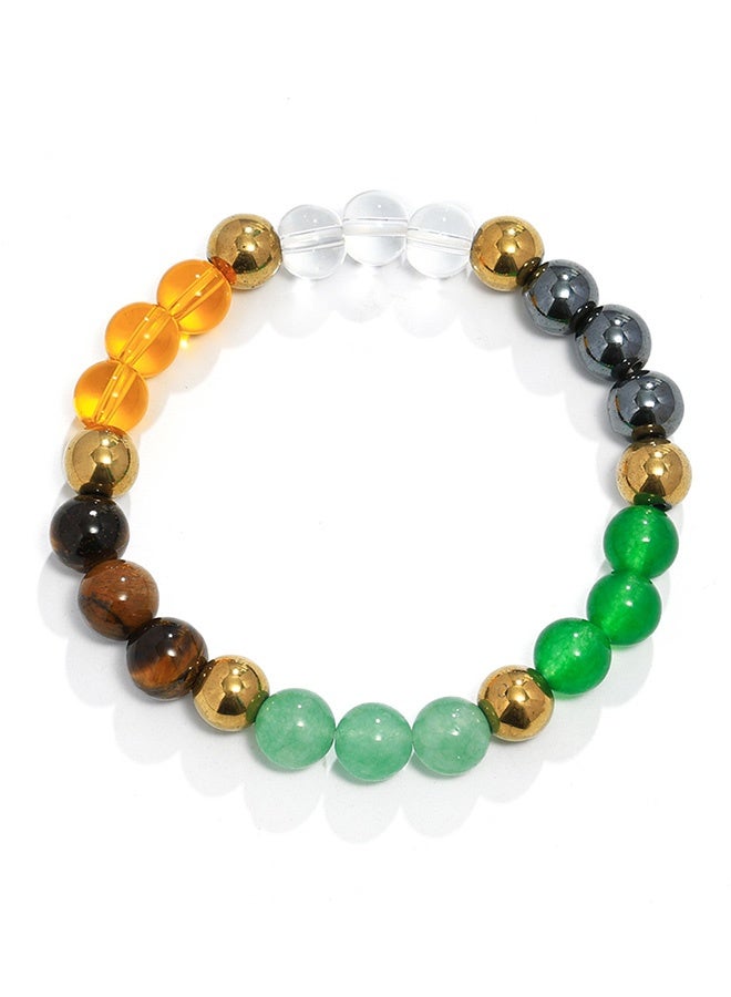 8mm Round Gemstone Bead Bracelet Imitating Natural Stone High-Grade Malachite Tiger Eye Stone Colorful Beaded Couple Bracelet Men And Women Bracelet - Image 1