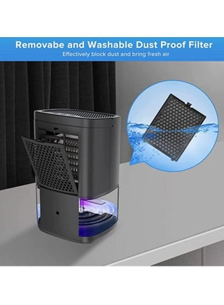 Home Dehumidifier 1000ML Dehumidifier for 2500 cu ft (260 sq ft) Two Working Modes and 7 Color LED Lights Silent Portable Mini Dehumidifier for Basement Bedroom Bathroom Cabinet RV (Black) - view 2