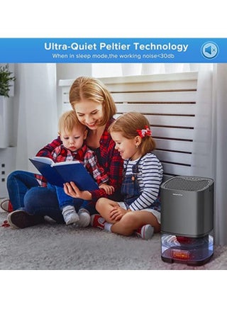 Home Dehumidifier 1000ML Dehumidifier for 2500 cu ft (260 sq ft) Two Working Modes and 7 Color LED Lights Silent Portable Mini Dehumidifier for Basement Bedroom Bathroom Cabinet RV (Black) - view 4