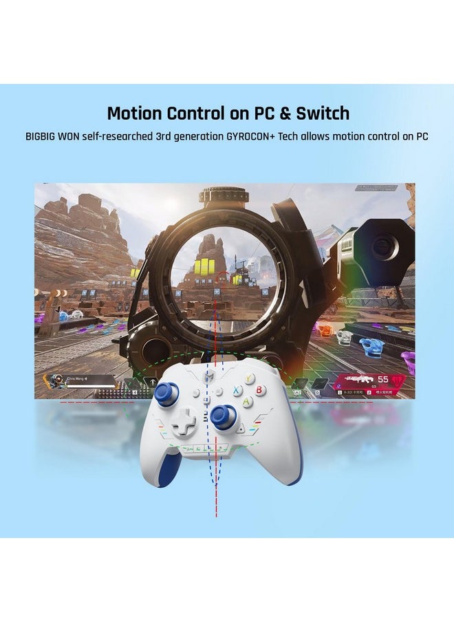 Pc Controllers, Bigbig Won Rainbow 2 Se Wireless Controllers Motion Control, Hall Effect Trigger, 12 Bit Adc, 3 Sets Of Joysticks, 4 Way&8 Way D Pad, Pc App Controller For Switch/Pc/Android/Ios