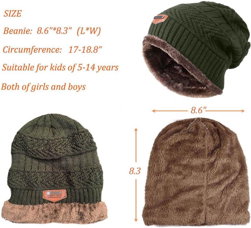 HINDAWI Winter Beanie Hat for Boys Girls (5-14 Years) Slouchy Beanie Windproof Warm Knit Kids Skull Cap - Image 5