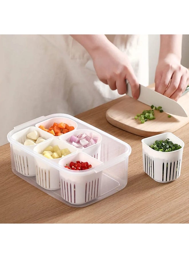 Six Grid Refrigerator Crisper Storage Containers Fridge Fresh Vegetable Fruit Boxes Drain Basket Kitchen Organizer Tools - Image 3