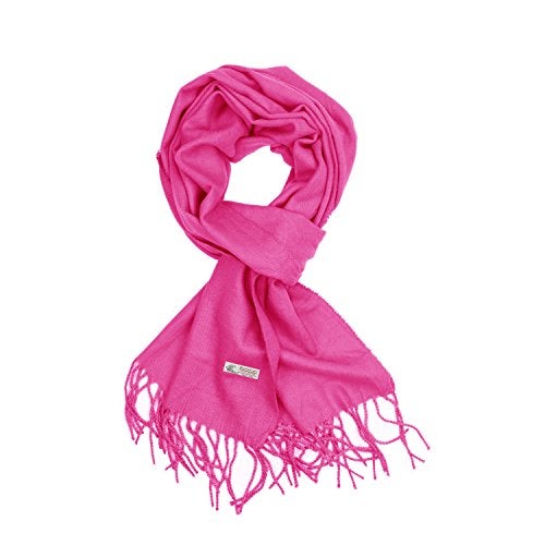 TZ Promise Plain Solid Color Cashmere Feel Classic Soft Luxurious Winter Scarf For Men Women (Hot Pink) - Image 5