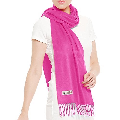 TZ Promise Plain Solid Color Cashmere Feel Classic Soft Luxurious Winter Scarf For Men Women (Hot Pink) - Image 3