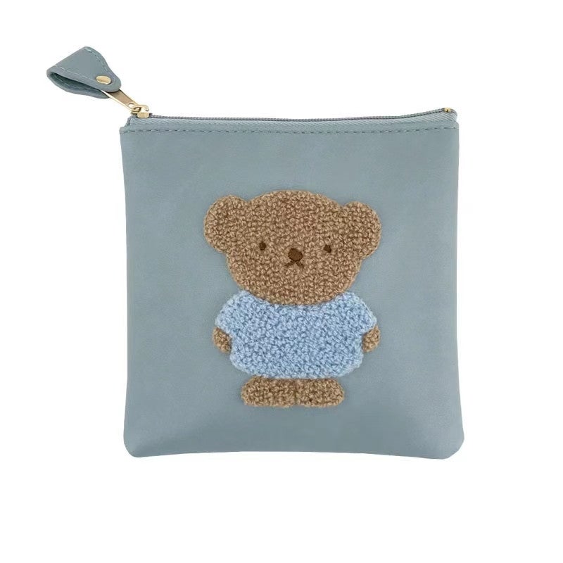 Spot Japanese Cute Miffy Embroidered Lipstick Small Storage Bag Student Portable Large Capacity Tampon Storage Bag Miffy Bear Blue 