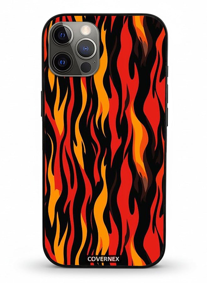 Covernex Apple iPhone 12 Pro Protective Case Cover Printed Featuring Stylized Flame Pattern - Image 2