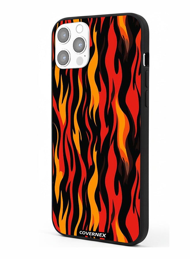Covernex Apple iPhone 12 Pro Protective Case Cover Printed Featuring Stylized Flame Pattern - Image 1
