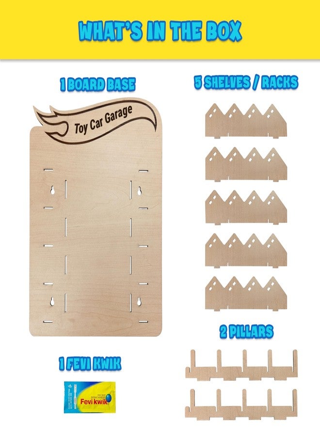 SOLOBOLO Toy Car Garage Wall Rack for Kids | Parking Garage for Hot Wheels Cars | Holds 20 Cars | Wooden/MDF Toy Garage Wall Hanging | Kids Room Toy Parking (Carss Not Included) (Pack of 3) - Image 3