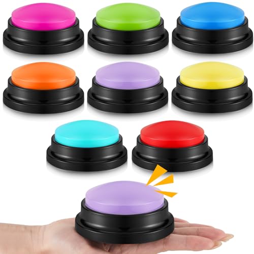 Honoson 8 Pieces Recordable Answer Buzzers Button for Trivia Games Show Buzzers Recording Buttons Gifts for Classroom TeamNovelty Color - Image 1