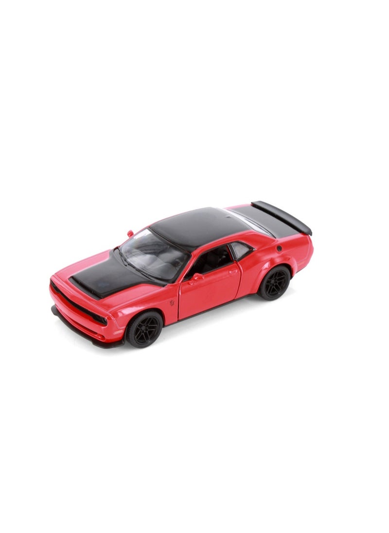 Kinsmart Pull Back Action 1:40 Scale 2023 Dodge Challenger SRT Demon 170 Doors Openable Collectible Toy Car  - Image 1