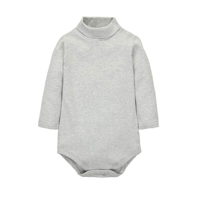 CuteOn Baby Boys Girls Solid Color Basic Turtleneck Cotton Bodysuit Jumpsuit Gray 18 Months