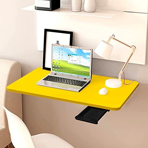QARA Solid Wood Wall Mounted Folding Round Corner Study Table| Wall Mount Table | Foldable Laptop Desk for Home and Office Computer… (16 x 24 Wall Table (Yellow)) - Image 2