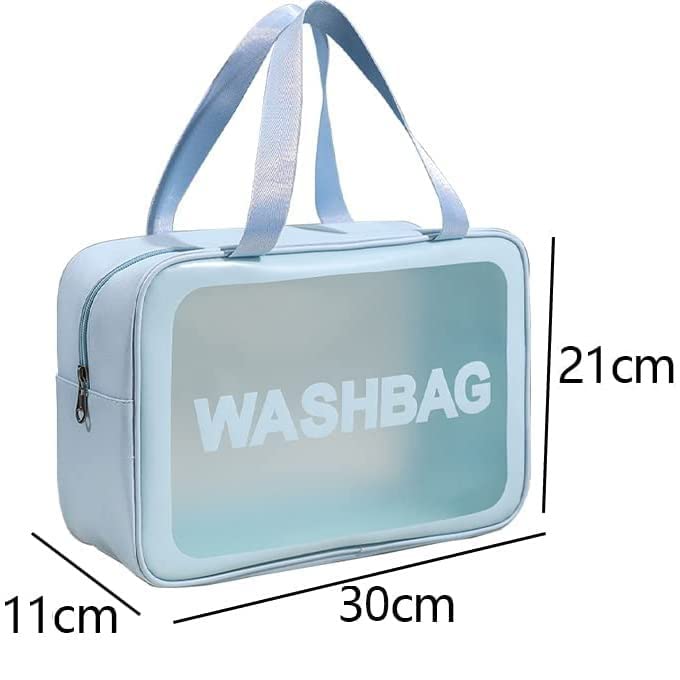 ERHETUS Multi-Functional Large Makeup Pouch for Women | Waterproof PVC Cosmetic Bags for Girls | Toiletry Storage Wash Bag | Travel Organizer for Bath Accessories & Grooming Kit - Blue (30*21*11 CM) - Image 3