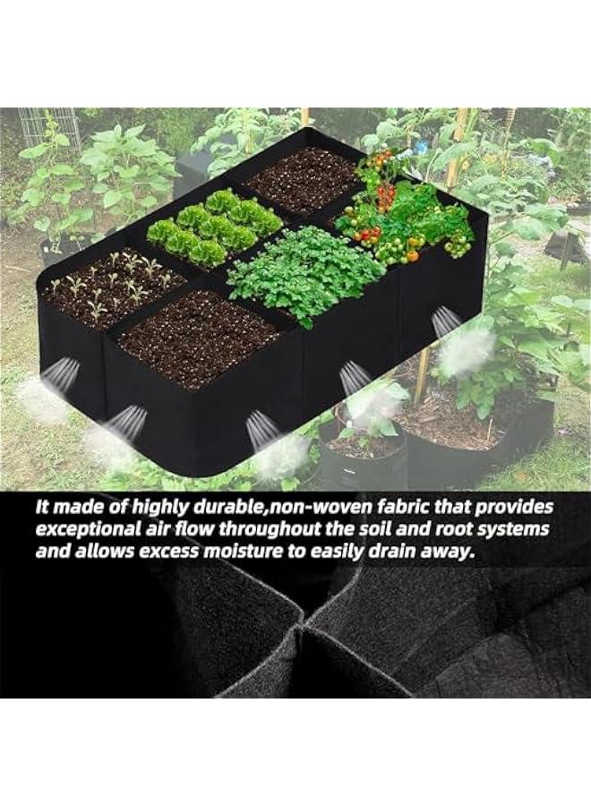 HOOKOR 6 Grids Fabric Raised Garden Bed, 120x60cm Plant Grow Bags, Planter Raised Beds for Growing Vegetables Potatoes Flowers,Rectangle Planting Container for Outdoor Gardening - Image 2