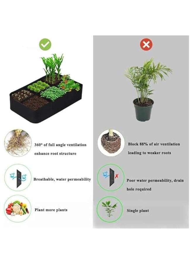 HOOKOR 6 Grids Fabric Raised Garden Bed, 120x60cm Plant Grow Bags, Planter Raised Beds for Growing Vegetables Potatoes Flowers,Rectangle Planting Container for Outdoor Gardening - Image 3
