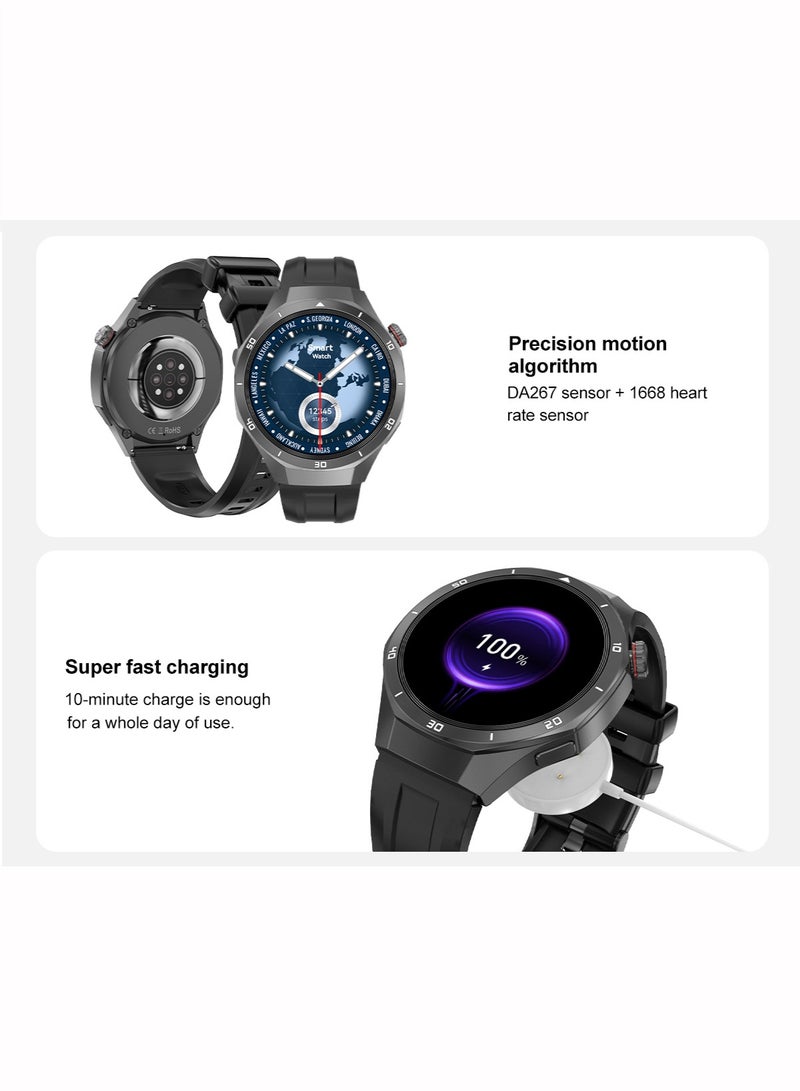 رولستيمي ساعات ذكية بلوتوث للرجال ، ساعات ذكية يمكن ارتداؤها ، دعم تبديل متعدد اللغات، 200 + خلفيات وجه ساعة للاختيار من بينها ، دفع الرسائل والتذكير الوارد ، 1.46 بوصة تفت عالية الوضوح لمس ملء الشاشة ، آر تي دي تي 5 برو - Image 3