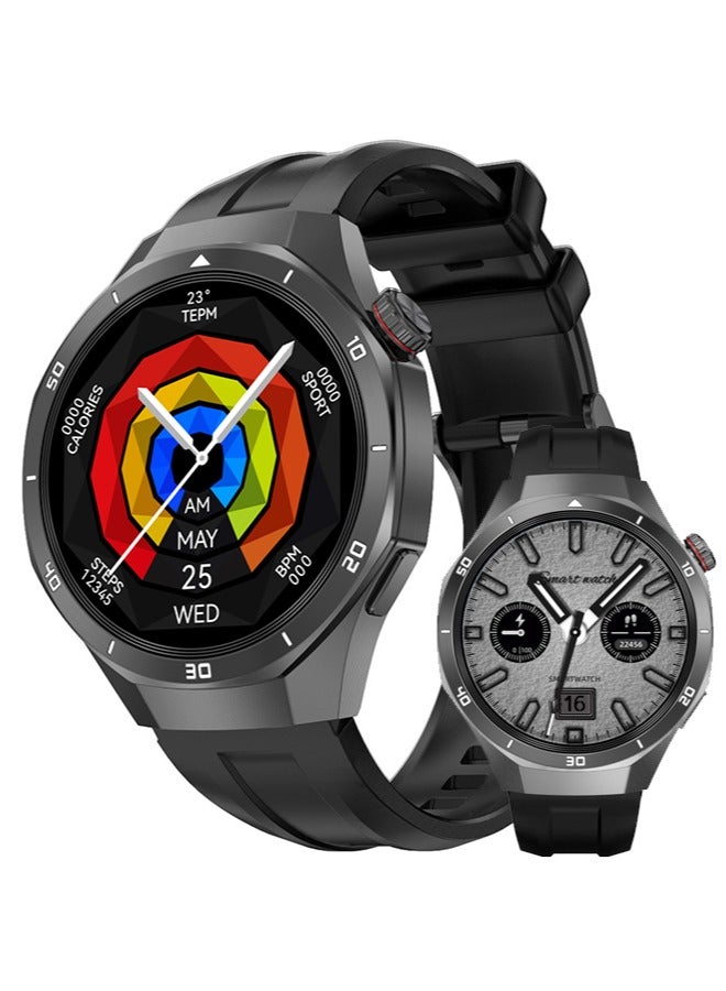 رولستيمي ساعات ذكية بلوتوث للرجال ، ساعات ذكية يمكن ارتداؤها ، دعم تبديل متعدد اللغات، 200 + خلفيات وجه ساعة للاختيار من بينها ، دفع الرسائل والتذكير الوارد ، 1.46 بوصة تفت عالية الوضوح لمس ملء الشاشة ، آر تي دي تي 5 برو - Image 1