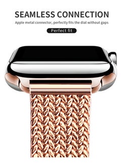 O Ozone Slim Metal Straps For Apple Watch Series 10 9 8 7 6 5 4 SE, 38/40/41/42mm Thin Narrow Stainless Steel Mesh Milanese Strap -Rose Gold  - Image 4