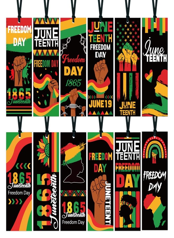 Haooryx Juneteenth Bookmarks - 120Pcs 1865 Juneteenth Bookmarks with Ribbon Celebration June 19 Freedom Day Book Marks for Africa Americans Independence Day Classroom Inspirational Handouts Supplies - Image 1