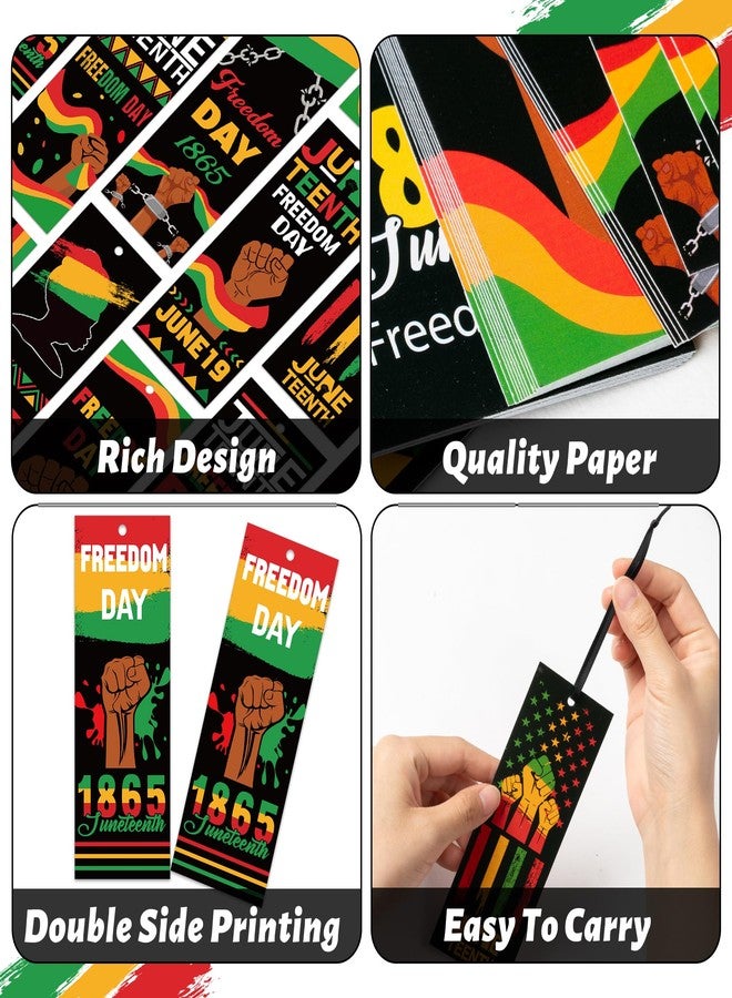Haooryx Juneteenth Bookmarks - 120Pcs 1865 Juneteenth Bookmarks with Ribbon Celebration June 19 Freedom Day Book Marks for Africa Americans Independence Day Classroom Inspirational Handouts Supplies - Image 4