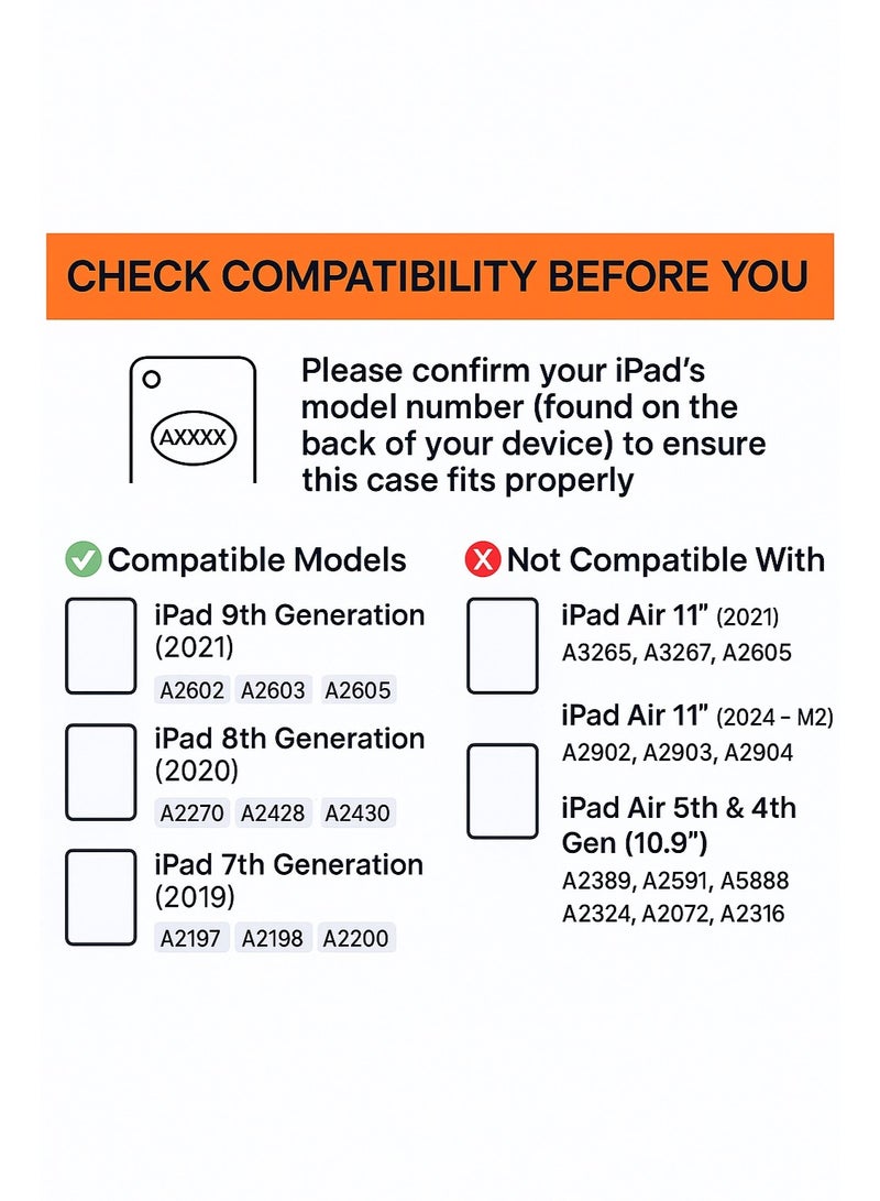 أركس غطاء لآيباد الجيل 9 / 8 / 7 (10.2 إنش، 2021/2020/2019) – غلاف ثلاثي رمادي نحيف مع خلفية شفافة وحامل قلم – حافظة صدمات مع مسند، متوافق مع A2602 A2270 A2197 A2428 - Image 2