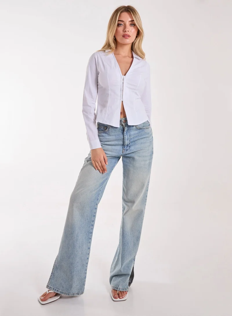 Pink Vanilla  Long Sleeve Hook and Eye Shirt for Women | Best Price UAE