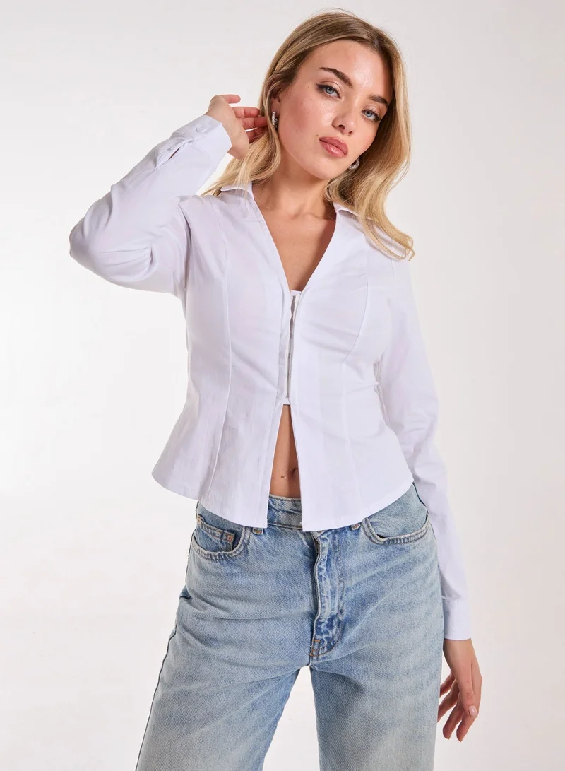 Pink Vanilla  Long Sleeve Hook and Eye Shirt for Women | Best Price UAE