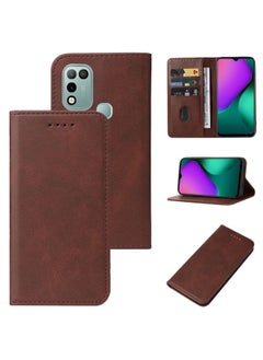 HuHa Case Cover For For Infinix Hot 10 Play/Smart 5 India Magnetic Closure Leather Phone Case(Brown) 