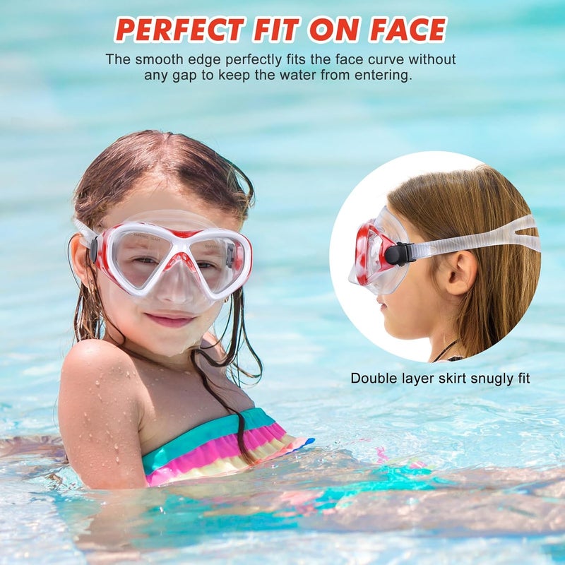 KUYOU Kids Snorkel Set, Children Anti-Fog Diving Mask Swimming Goggles Dry Top Snorkel Equipment Snorkeling Packages Swimming Gear for Youth Boys Girls Age 5-10 - Image 5