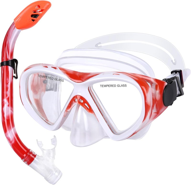 KUYOU Kids Snorkel Set, Children Anti-Fog Diving Mask Swimming Goggles Dry Top Snorkel Equipment Snorkeling Packages Swimming Gear for Youth Boys Girls Age 5-10 - Image 1