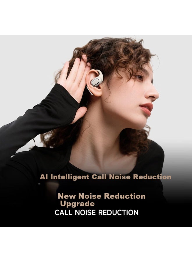 Sansui W12  New Ai Translation Bluetooth Bone Conduction Wireless Smart Sports Noise Cancelling Open-ear Earhook In-ear-free Headphones Off-white - Image 3