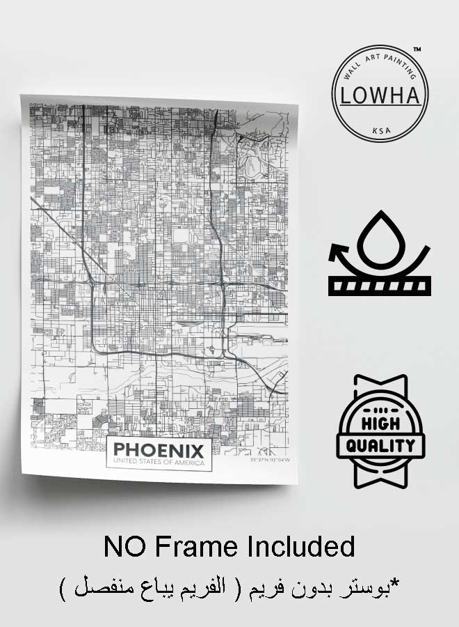 LOWHA Poster Painting Art With Four Separate Pieces Of Double-Sided Stickers Phoenix Usa For Home Bedroom Living Room And Office Decor  - Image 3