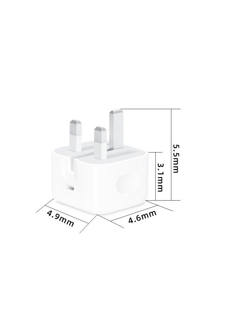 Generic - 20W UK standard type-c charger for iPhone adapter Folding triangle PD fast charging - Image 1
