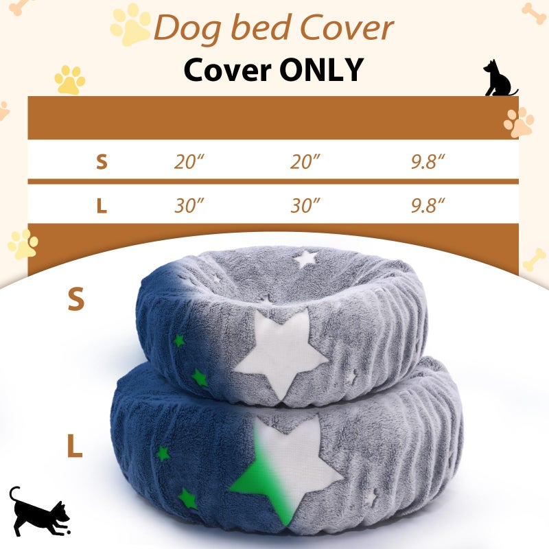 Hoopttay Glow in The Dark Dog Bed Cover - Replacement Washable Protector with Gray Star Pattern & Elastic Edges for Small & Medium Beds, 20" x 9.8" - Image 4