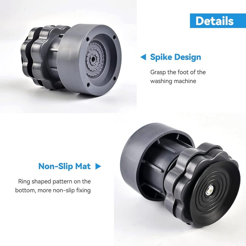 V TRIVYOM 4 pcs Vibration Damper for Washing Machine Pads Anti Vibration Pads for Front Top Load Washing Machine Support Feet Universal Furniture Pads AntiSlip Rubber Feet Pad Stabilizer - Image 4