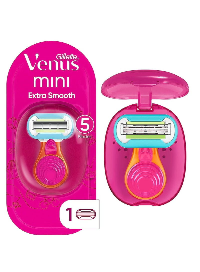 Gillette ماكينة حلاقة جيليت فينوس إكسترا سموث أون ذا جو للنساء، مقبض + 1 شفرة بديلة + 1 حقيبة سفر، إضافة رائعة لمستلزمات السفر الخاصة بك - Image 1