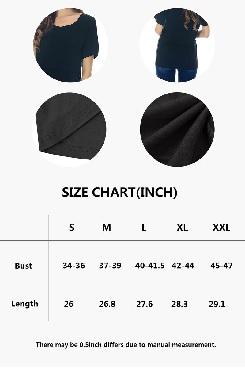 Smallshow 3 Pcs Maternity Nursing T-Shirt Nursing Tops,Navy-Black-Burgundy,X-Large - Image 4