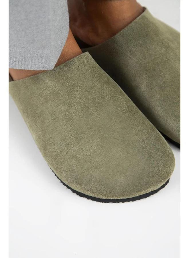 Manijero  Ruzqahi Women's Genuine Leather Flat Sole Khaki Slipper. for Women | Best Price UAE