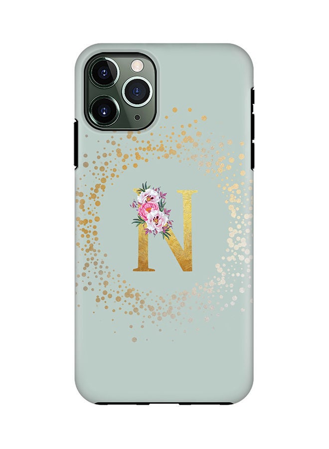 Stylizedd Monogram Tough Series for Apple iPhone 11 Pro Custom Initials Floral Pattern Tough Pro Dual Layer hybrid PC inner TPU protection Alphabet- N (Light Green) - Image 1