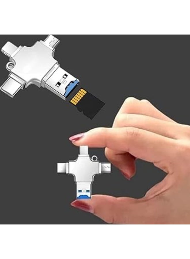 او تي جي معدني متعددة الوظائف قارئ بطاقة المحمول TF(MICRO SD) (4 في1) يدعم منفذ Type-c و IPH و Micro usb - Image 3