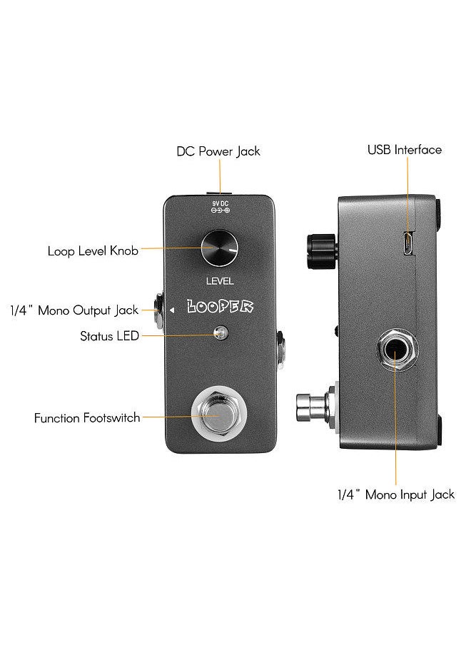 Generic - Mini Looper Effect Pedal Guitar Loopers Bass Loop Pedal Ullimited Overdubs 5 Minutes Looping Time with USB Interface - Image 1
