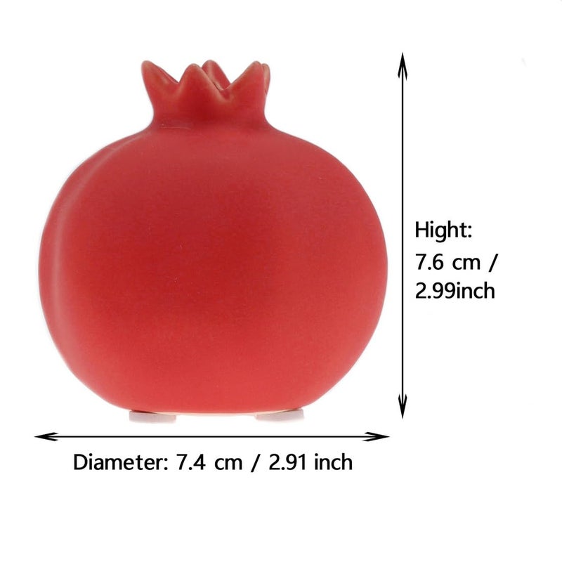 Woration Creative Ceramic Vase Pomegranate Design Home Office Table Red Decoration Crafts Bathroom Party Dinning Stoneware Craft for Grow Plant Insert Artificial Florals - Image 3