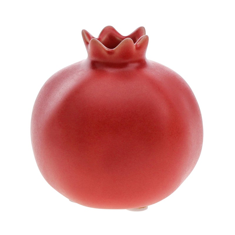 Woration Creative Ceramic Vase Pomegranate Design Home Office Table Red Decoration Crafts Bathroom Party Dinning Stoneware Craft for Grow Plant Insert Artificial Florals - Image 1