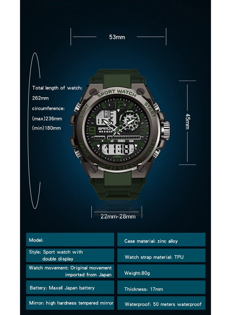 Sanda Men's Watches Sports Outdoor Waterproof Watch Date Multi Function Tactics LED Alarm Stopwatch - Image 5