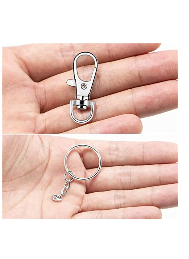 Excefore - 100 Pcs Swivel Snap Hook and Key Rings with Chain and Jump Rings for Keychain Lanyard DIY Jewelry Crafts Accessories (50 Pcs Lanyard Snap Hooks + 50 Pcs Keychain Rings with Jump Rings) - Image 1