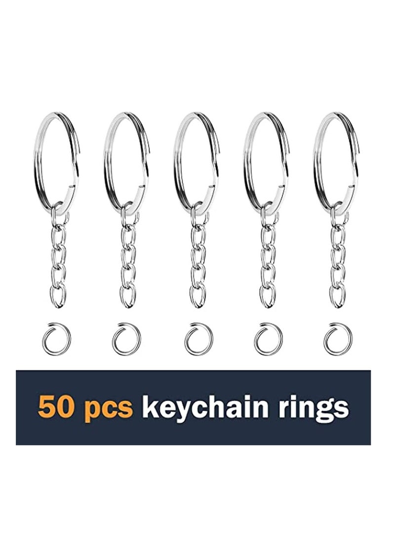 Excefore - 100 Pcs Swivel Snap Hook and Key Rings with Chain and Jump Rings for Keychain Lanyard DIY Jewelry Crafts Accessories (50 Pcs Lanyard Snap Hooks + 50 Pcs Keychain Rings with Jump Rings) - Image 1