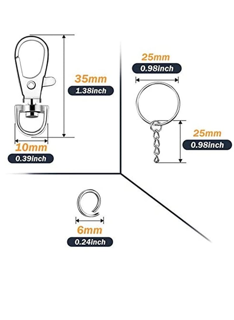 Excefore - 100 Pcs Swivel Snap Hook and Key Rings with Chain and Jump Rings for Keychain Lanyard DIY Jewelry Crafts Accessories (50 Pcs Lanyard Snap Hooks + 50 Pcs Keychain Rings with Jump Rings) - Image 1