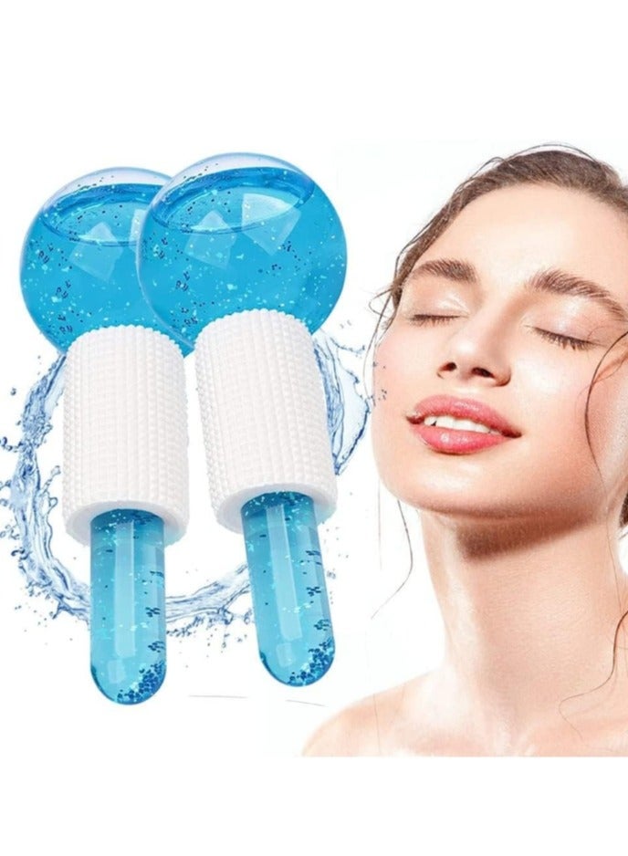 OASIS-TH 2 Pieces Facial Roller Cold Skin Massager Crystal Glass Ball for Redness Soothing Face Wrinkle Remover Beauty Care Tool - Image 1