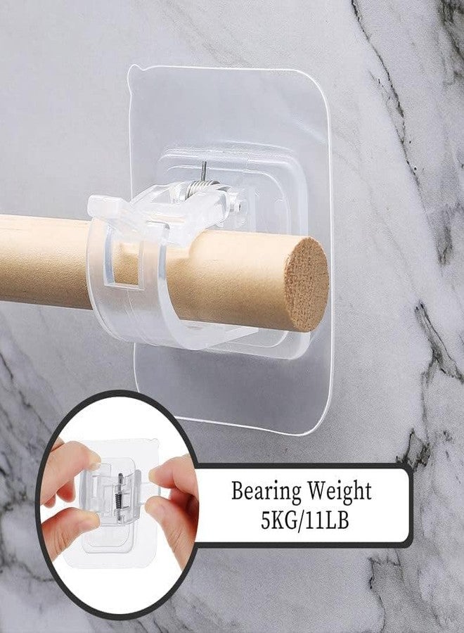 SunBurn by Styli SunBurn No Drill Curtain Rod Brackets No Drilling Self Adhesive Holder Hooks Nail Free Adjustable Hooks Curtain Hangers for Bathroom Kitchen Home Bathroom and Hotel (2Pcs, Clear) - Plastic (6PCS) - Image 4